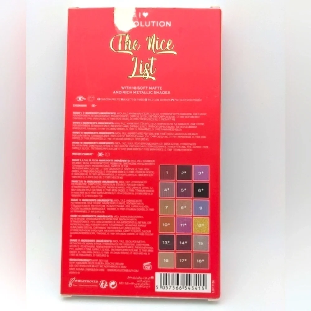 I Heart Revolution Eyeshadow Palette The Nice List NIB